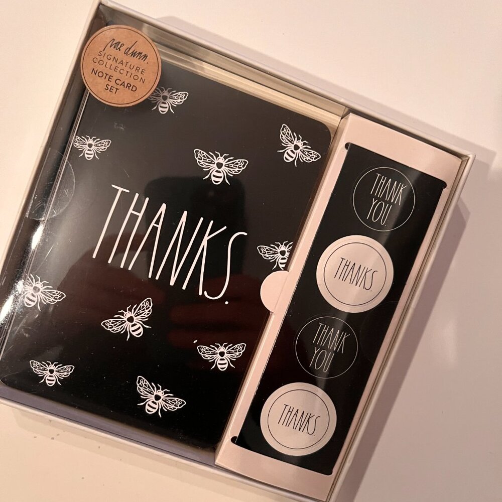 Thank You Cards with Bees by Rae Dunn (Note Card Set and‎ Stickers - new)
